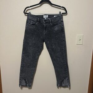 Frame Le Garcon Crop Distressed Hem Jeans Size 26 In Silver Strike